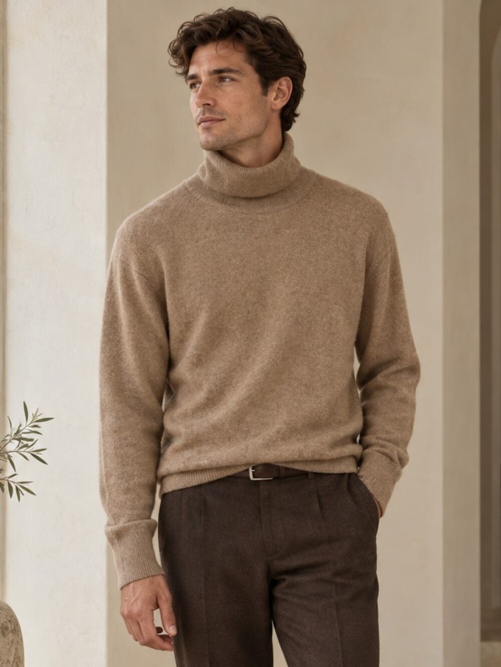 Vintage Made in UK 100% Cashmere Turtleneck Sweater Camel Men’s 40